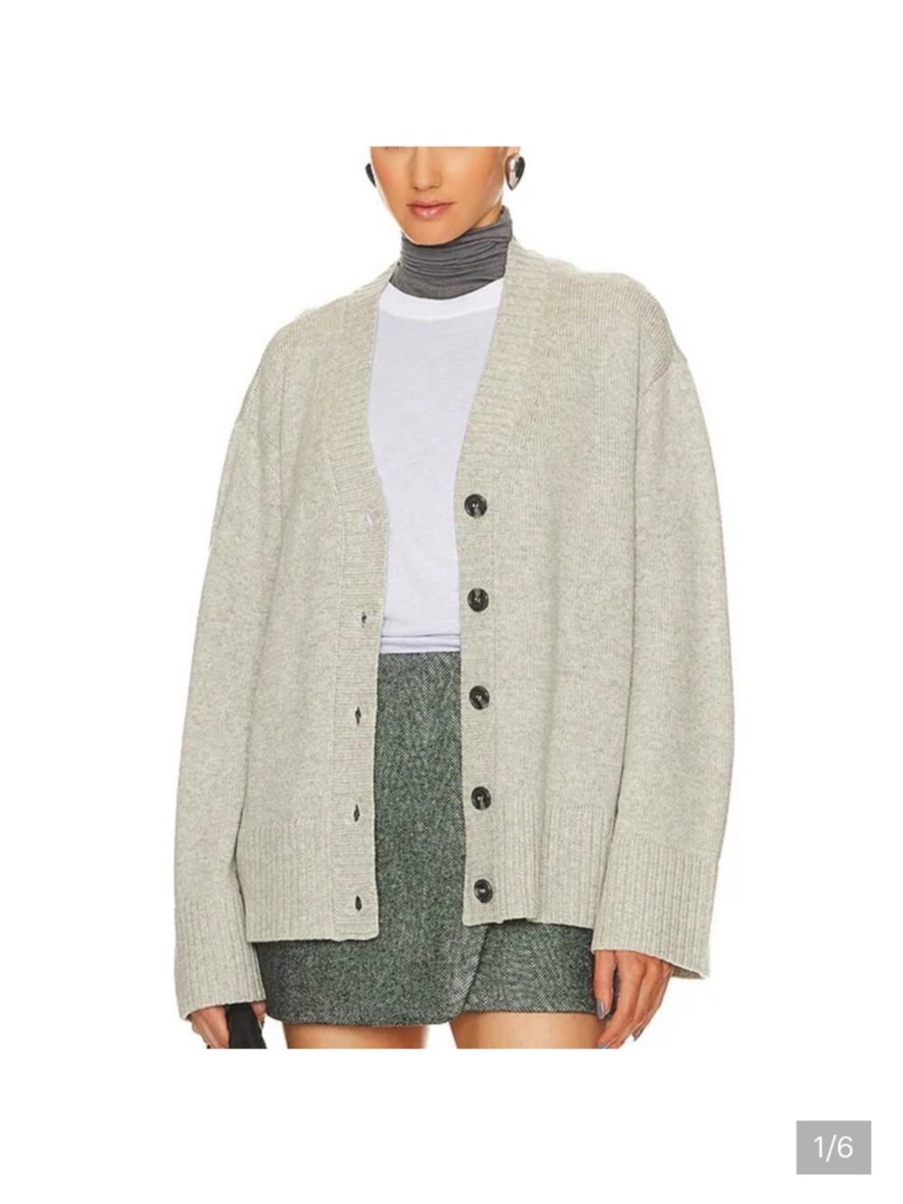 L'Academie Nalo Cardigan in Light Heather Grey Sz. M